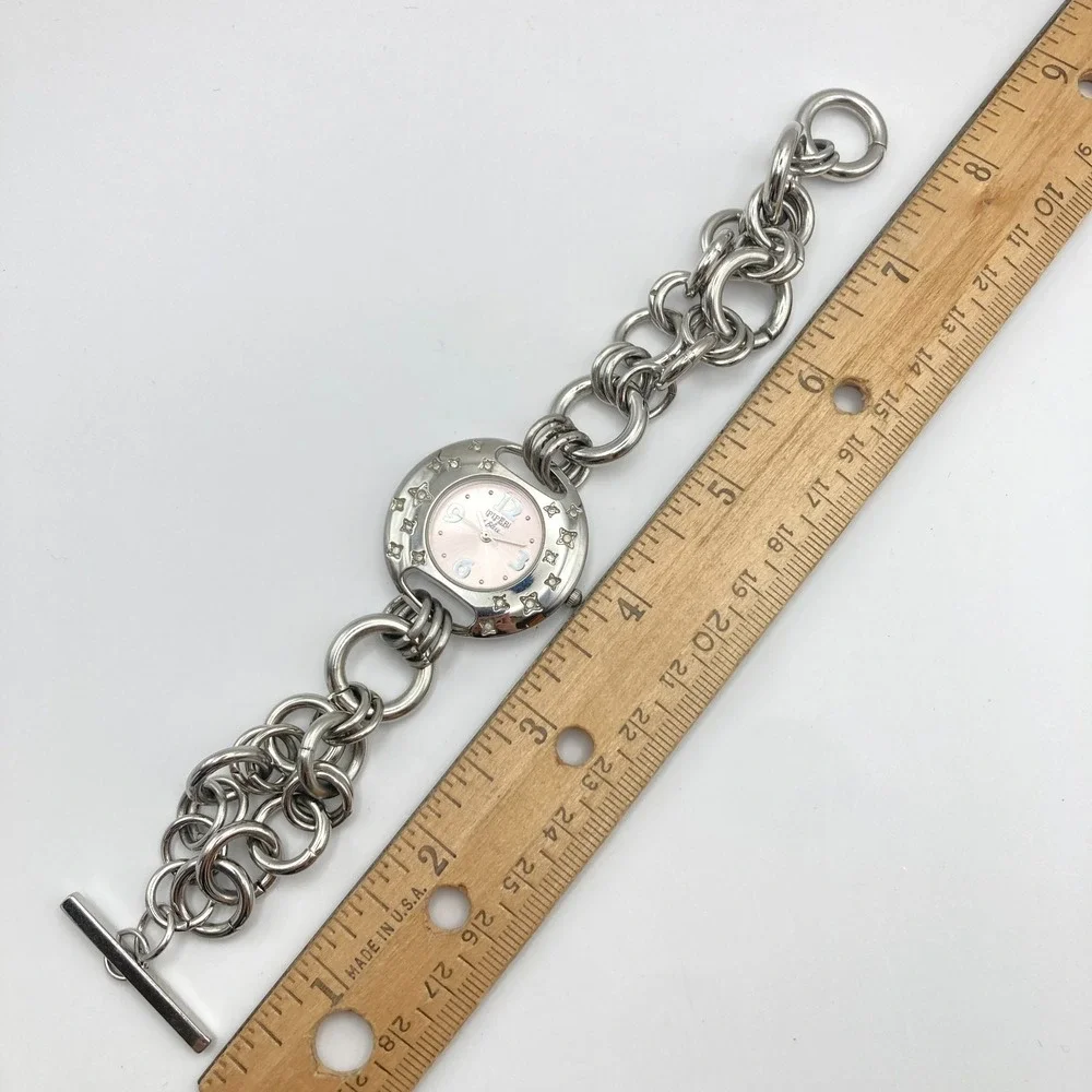 Piper & Blue Women Watch 34mm Silver Tone Stars WR Multi Chain Bling New Battery